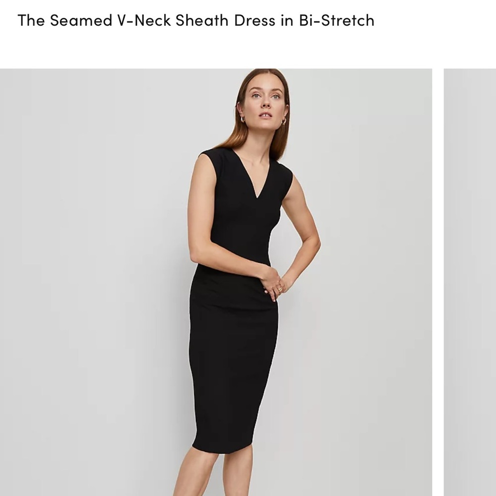 Ann Taylor Black padded shoulders Sleeveless Dress